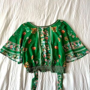 Floral Green Women's Crop Top